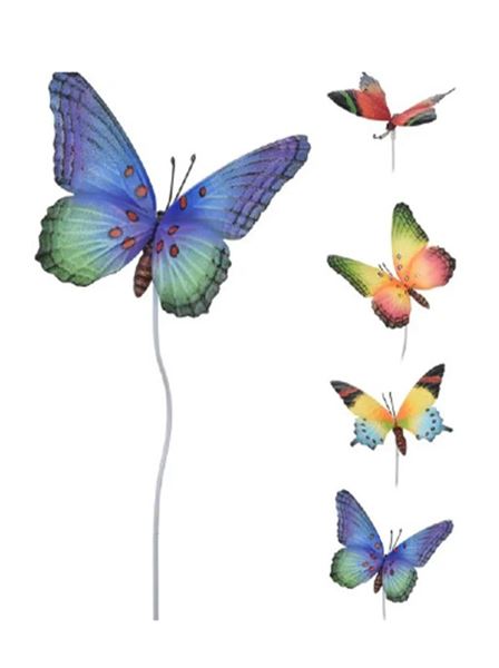 Dekorace Motýl zápich plech 70 cm