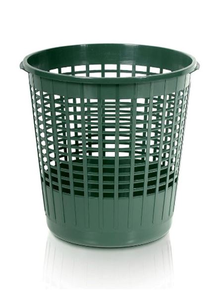 Košík zahradní děrovaný s víkem zelený plast