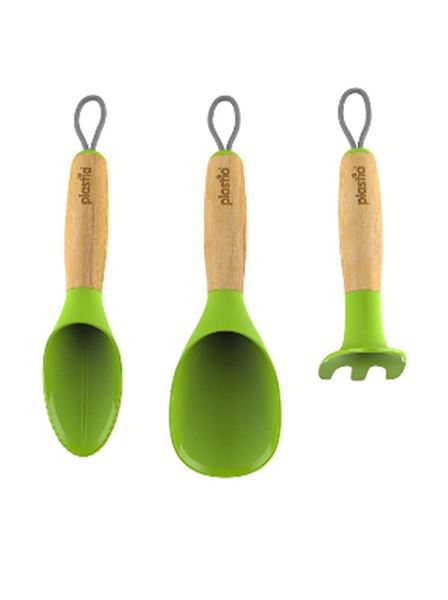 Pěstební set - lopatky, plečka (Plastia) zelený plast set 3 ks