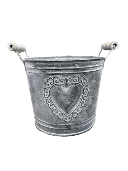 Květináč dekorační SRDCE uši plech 16,5 cm