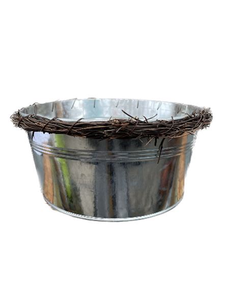 Květináč dekorační ZINEK miska proutěný lem plech 23 cm