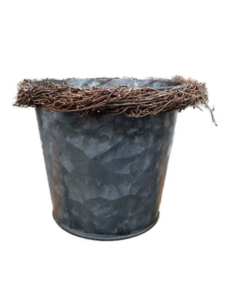 Květináč dekorační ZINEK proutěný lem plech 13 cm