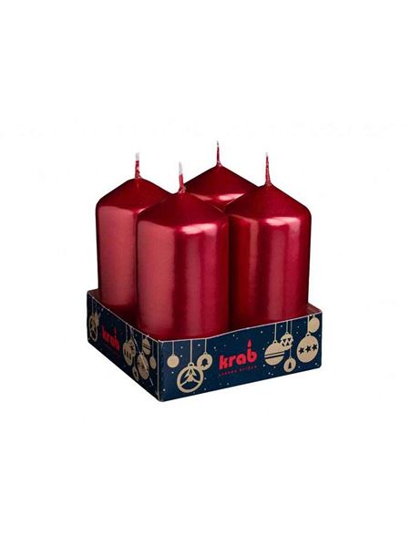 svíčka adventní válec 40x80 mm - metalická bordó 4ks