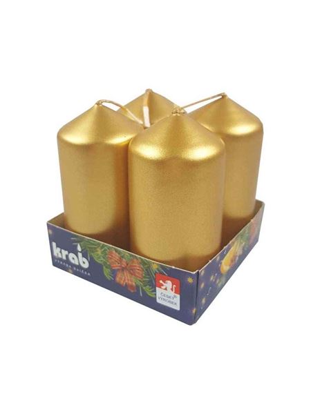svíčka adventní válec 40x80 mm - metalická zlatá 4ks