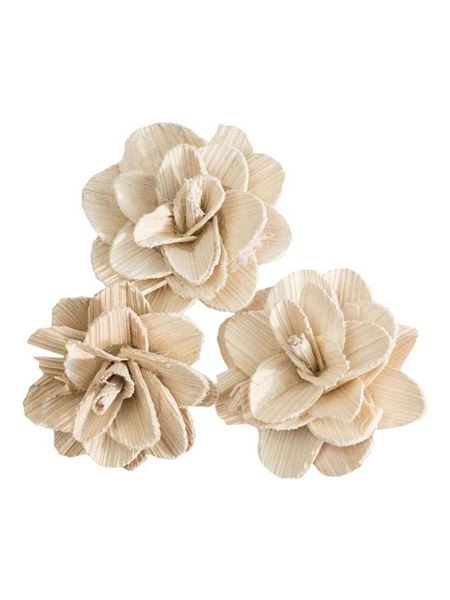 dekorace Betal Rose 6 cm bělené 3 ks	
